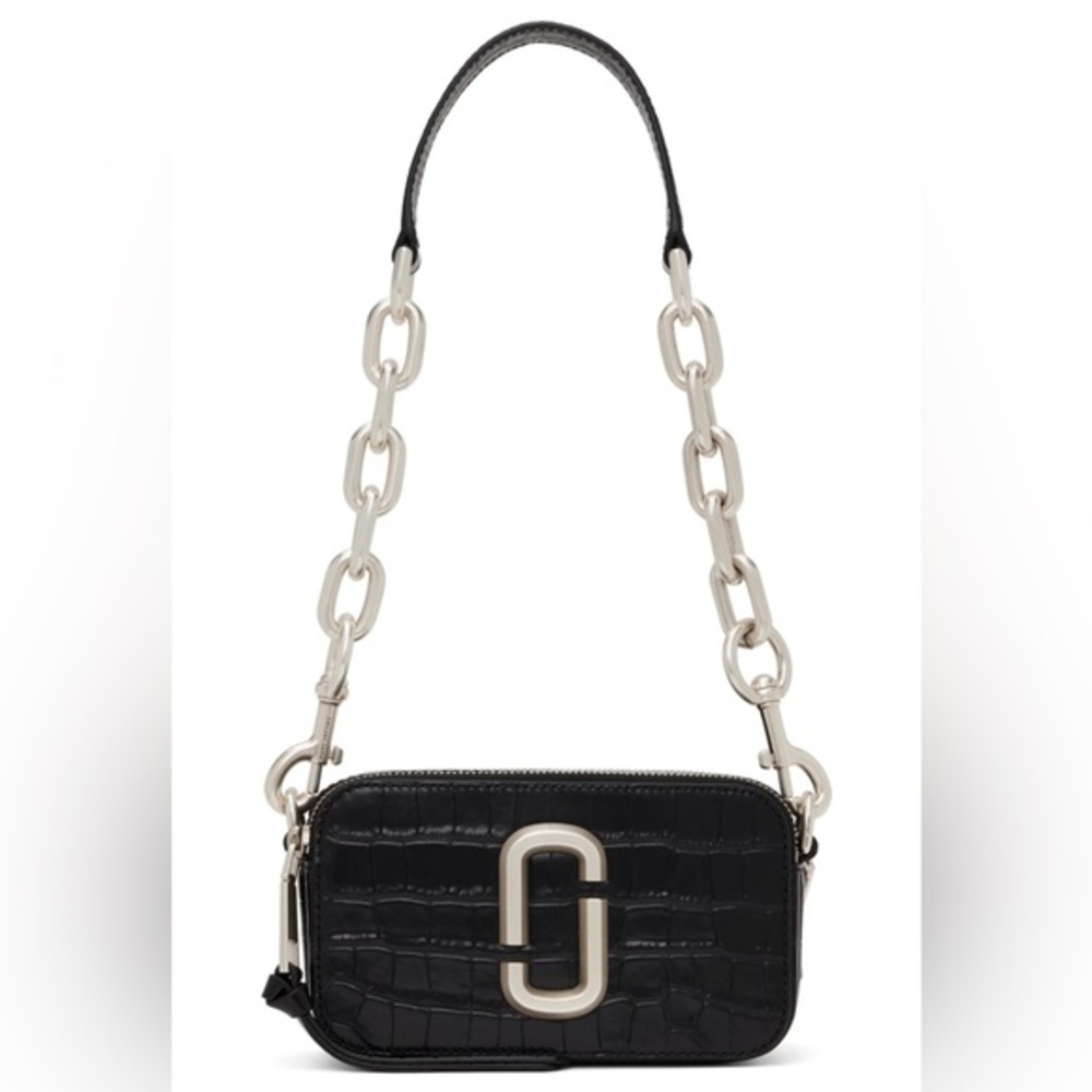 NWOT Marc Jacobs Black Faux Croc Snapshot
